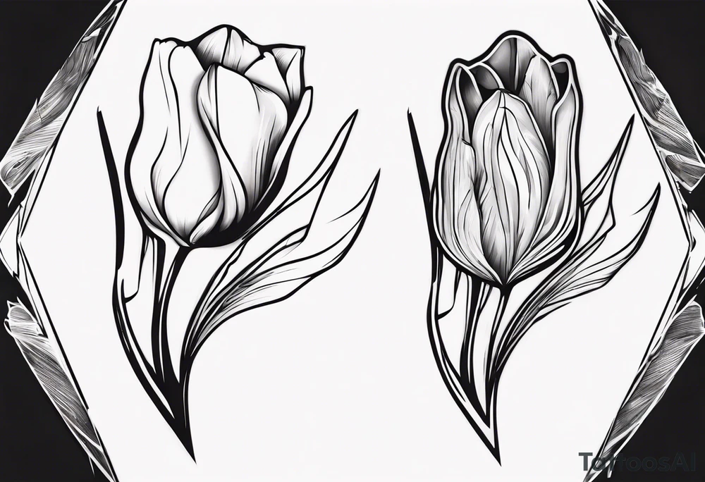 Average sign combined with a tulip bud tattoo idea