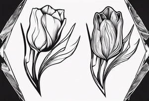 Average sign combined with a tulip bud tattoo idea