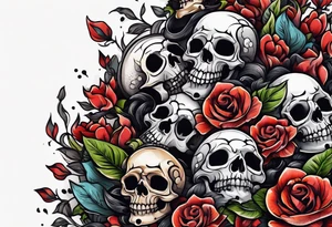 Neo traditional pile of skulls tattoo idea