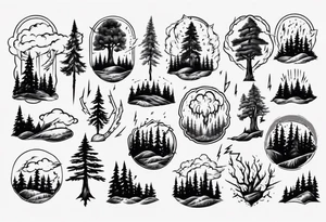 lightning storm over forest tattoo idea