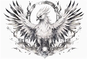 a white phoenix wearing an iron circlet tattoo idea
