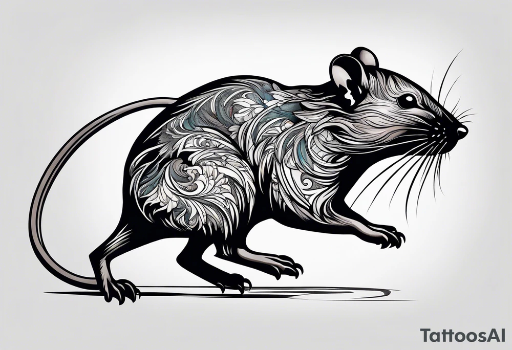Black rat running tattoo idea