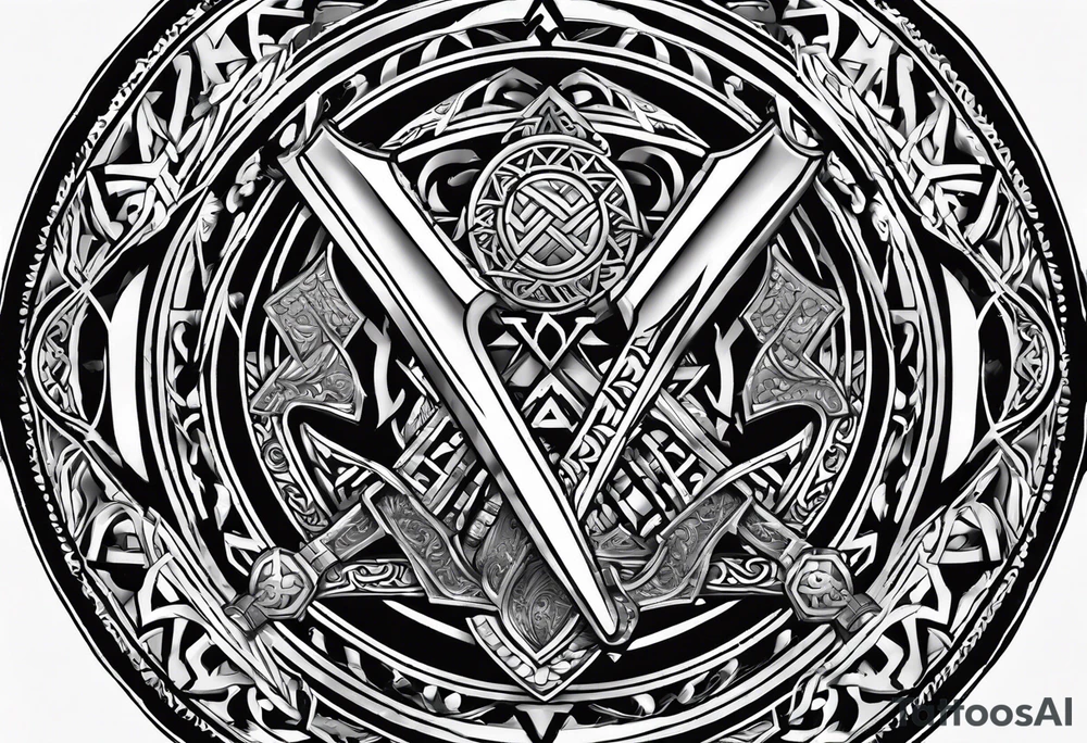 Valhalla round
shield axe sword valknut tattoo idea Valhalla round
shield axe sword valknut tattoo idea