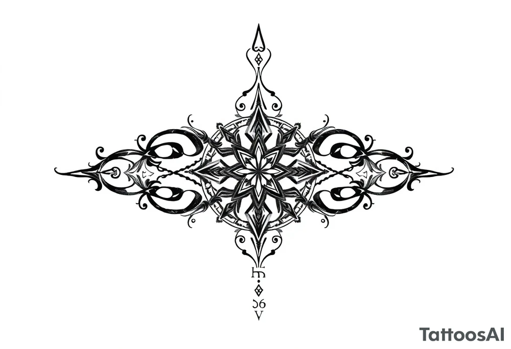 mytical shaman and witch ancient ornament with runes tattoo idea