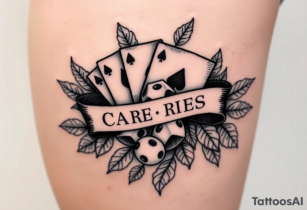 Cards rides banner dice leaves tattoo idea