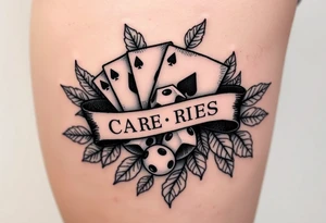 Cards rides banner dice leaves tattoo idea