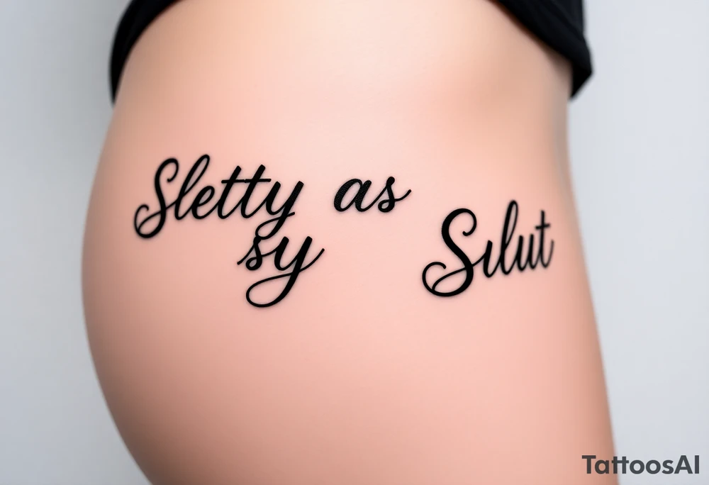 Slutty ass cheeks tattoo Sissy big bold print on one cheek and slut on the other tattoo idea