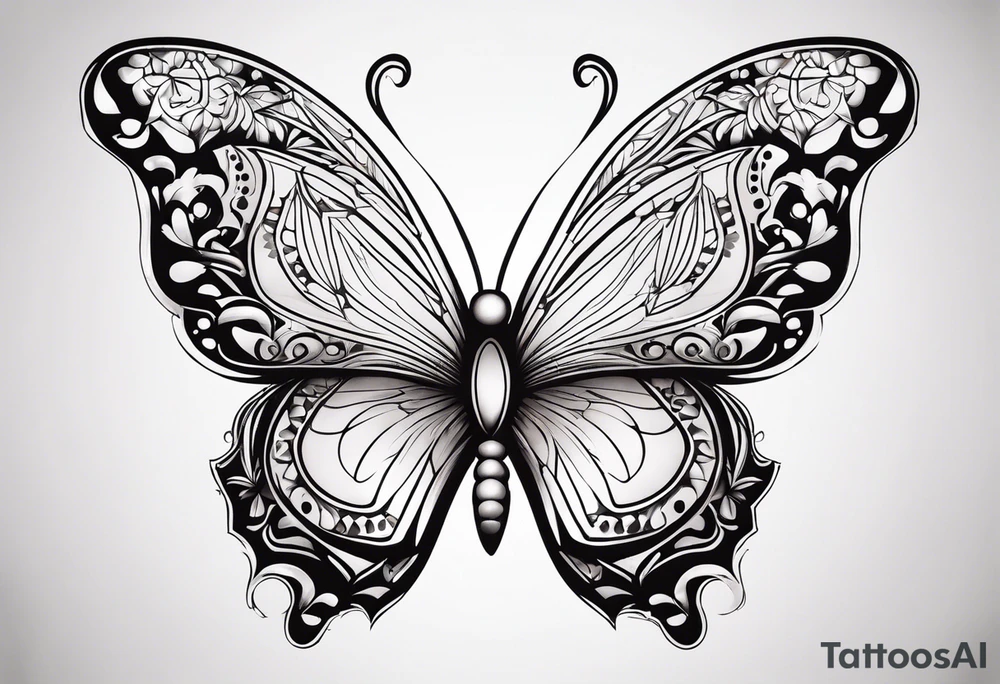 A lower back butterfly tatoo with the name nick below the butterfly tattoo idea