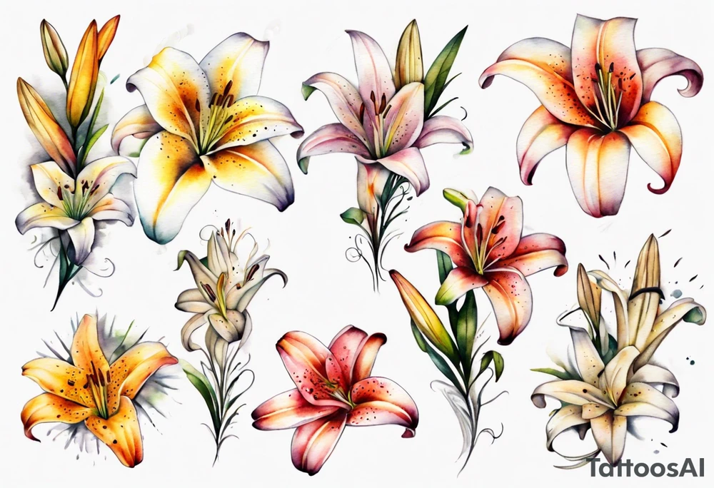 Lilies around the forearm tattoo idea