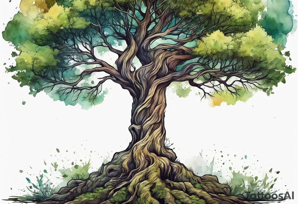 a tall skinny tree with deep roots tattoo idea