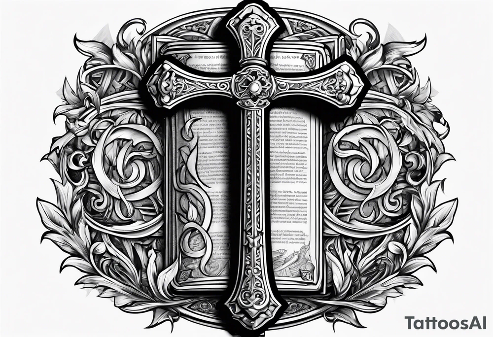 The symbol of Matthias a open Bible and a battle Axe tattoo idea