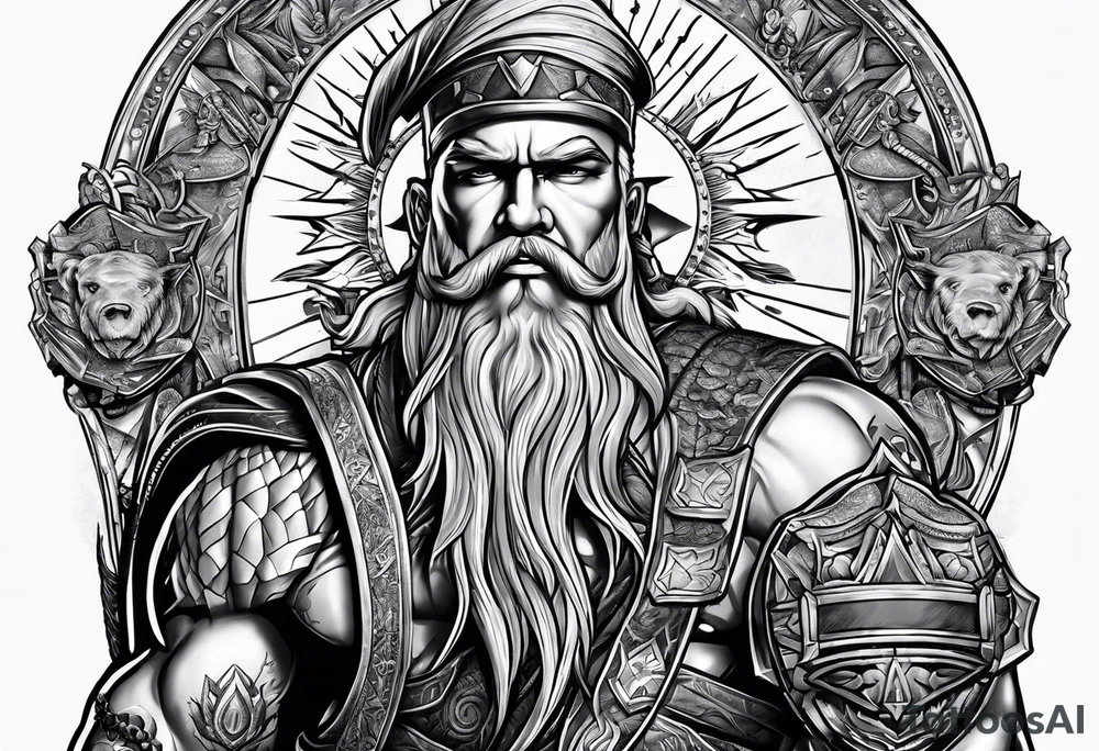 Vishnu, Odin, Zeus, and chesty puller. Upper arm tattoo idea