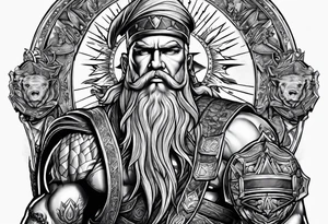 Vishnu, Odin, Zeus, and chesty puller. Upper arm tattoo idea