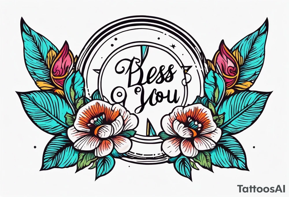 bless you and keep you
old school vintage simple traditional design 

bold color simple tattoo idea