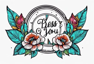 bless you and keep you
old school vintage simple traditional design 

bold color simple tattoo idea