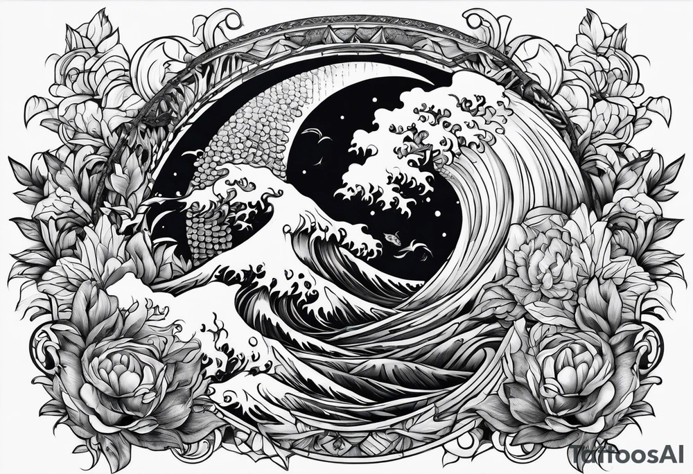 Monochrome nature's fury tattoo idea