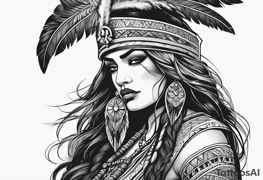kali, valkrye, pirate, goddess, native american, looking right, wing tattoo idea kali, valkrye, pirate, goddess, native american, looking right, wing tattoo idea