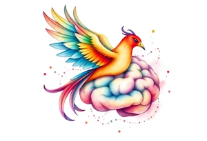 Colorful phoenix flying out of a brain tattoo idea