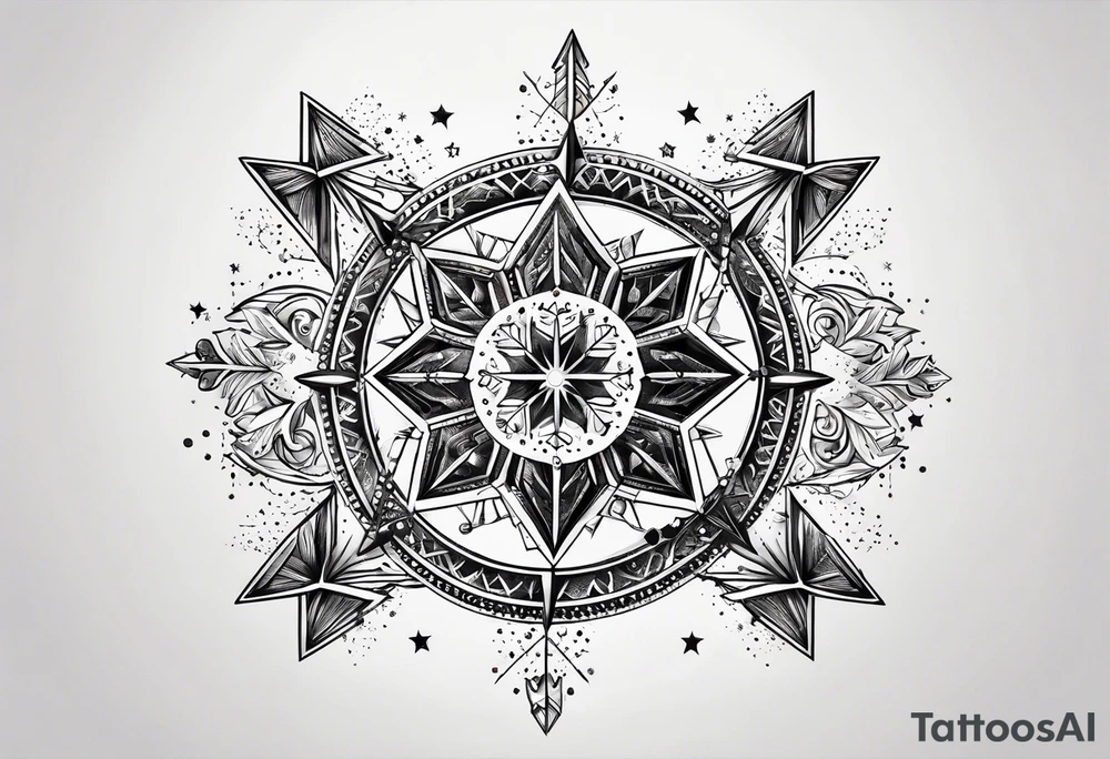 Constellation, arrow , snowflake tattoo idea