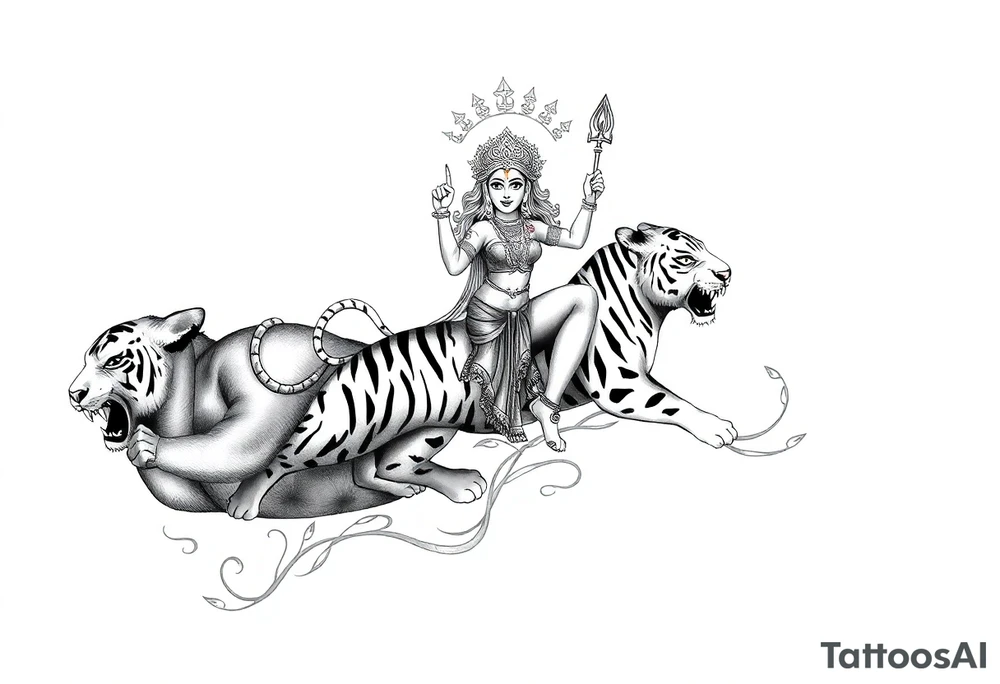 Durga on tigers tattoo idea