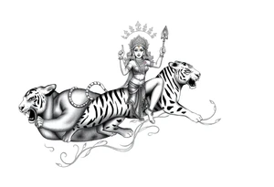 Durga on tigers tattoo idea