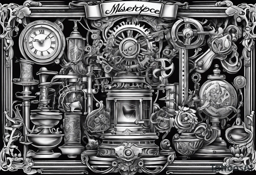rube goldberg style contraption tattoo idea