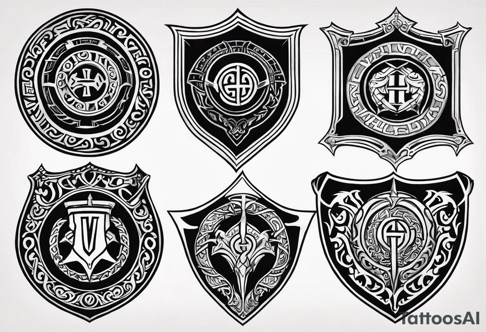 Valhalla viking gods shield tattoo idea