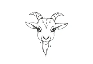 fine line cute goat face tattoo idea