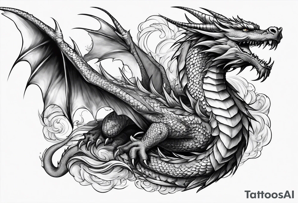 dragon in the sky tattoo idea