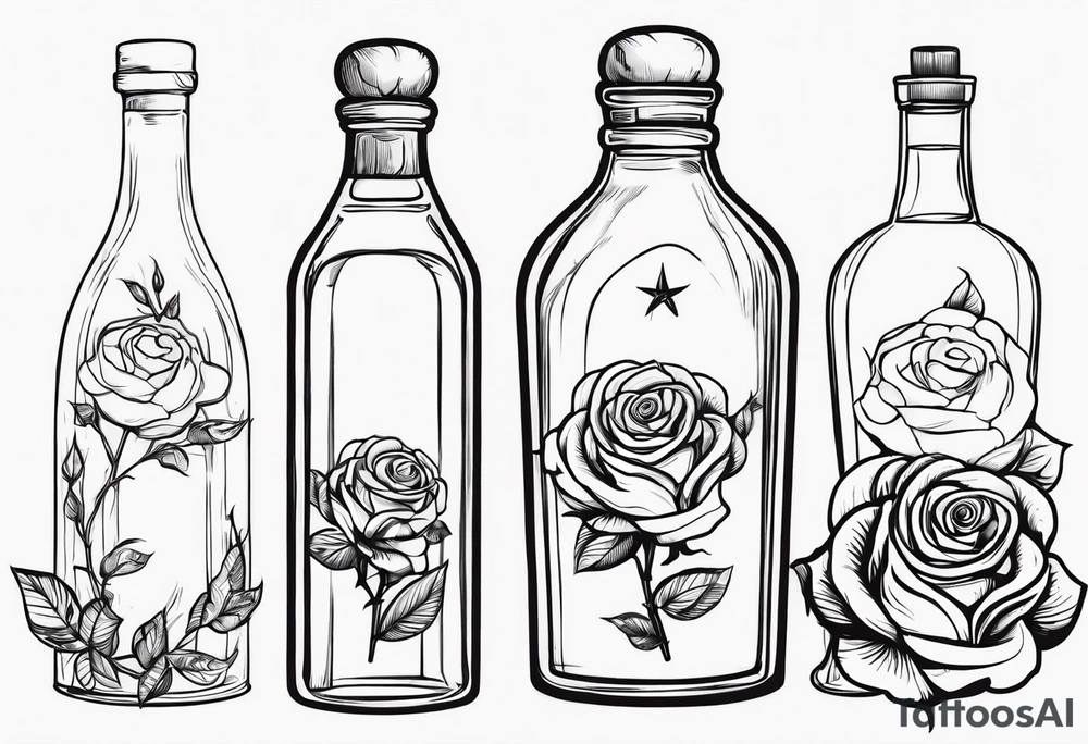 Rose 
Meer 
Flasche 
Dornen 
Seil
Kerze tattoo idea