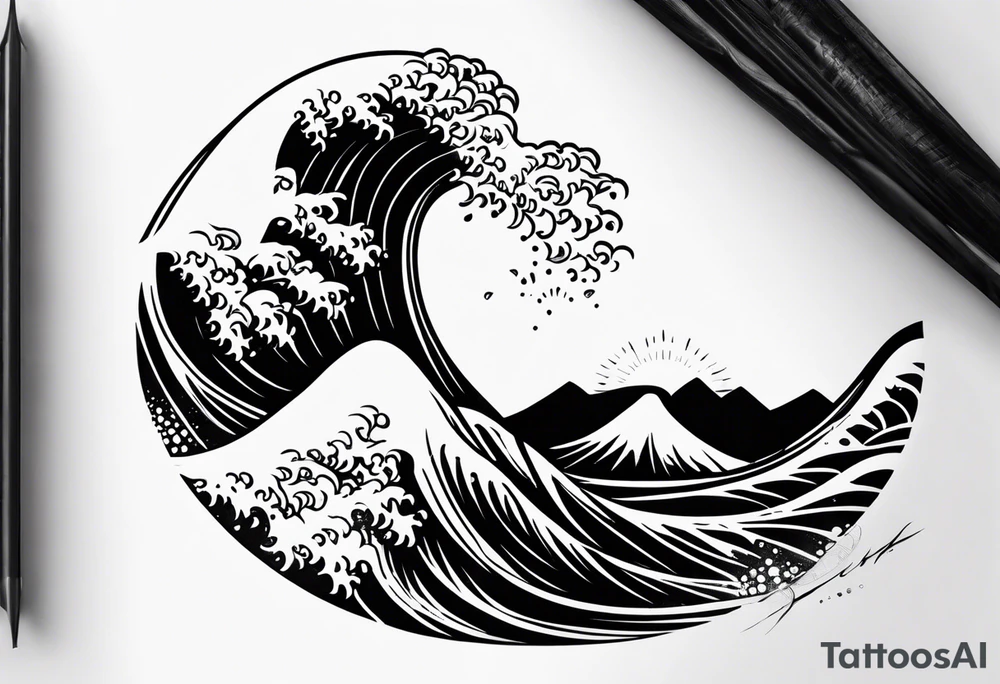 Wave & 
number 41 tattoo idea