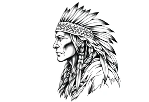 Lone Native American warrior in nature tattoo idea