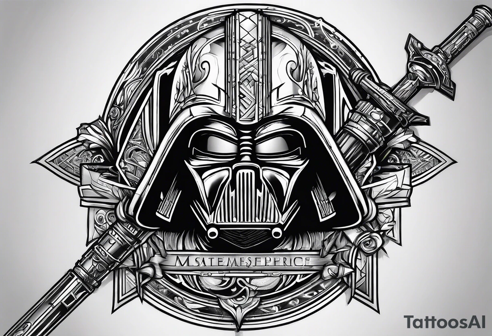 futuristic light saber hilts crossing tattoo idea