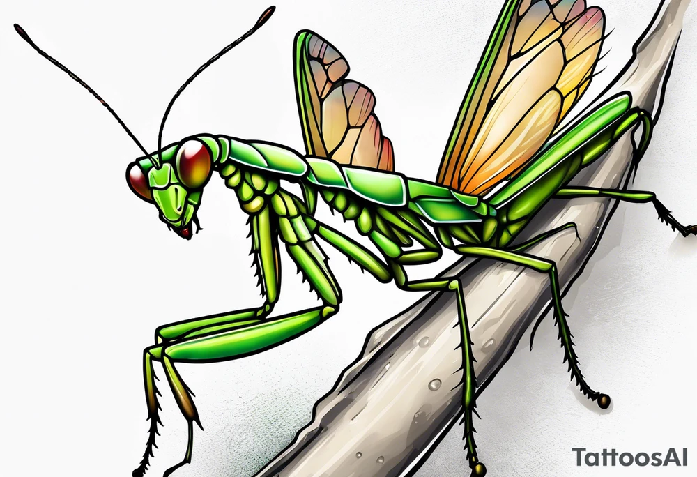 Praying mantis giving a cricket a hug tattoo idea
