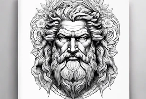 face de Zeus com raios tattoo idea