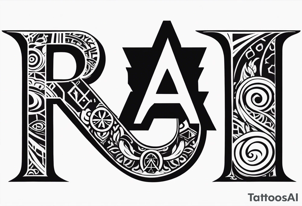 the letters A R in the middle of a ninja headband tattoo idea