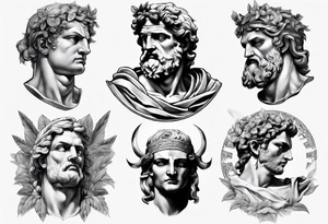 greek god statue realistic tattoo idea