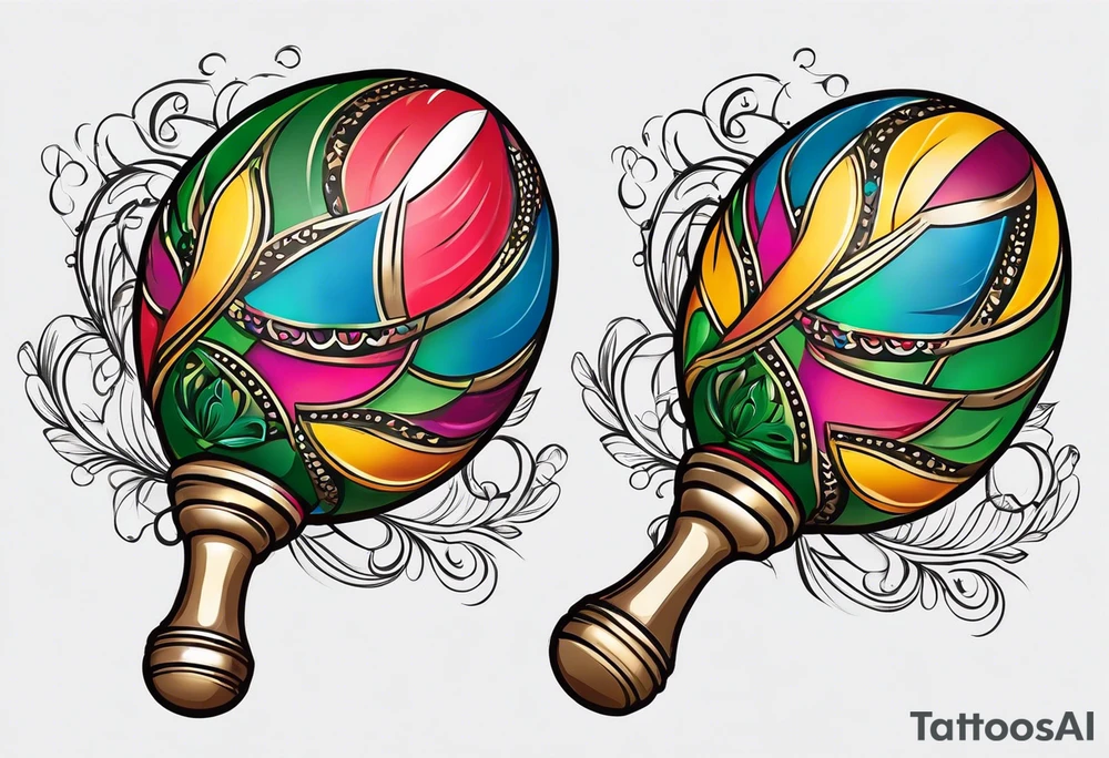 2 colorfull swinging maracas with cuban star tattoo idea