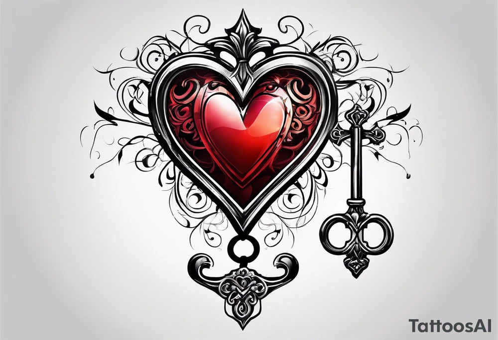 Heart shaped antique key tattoo idea