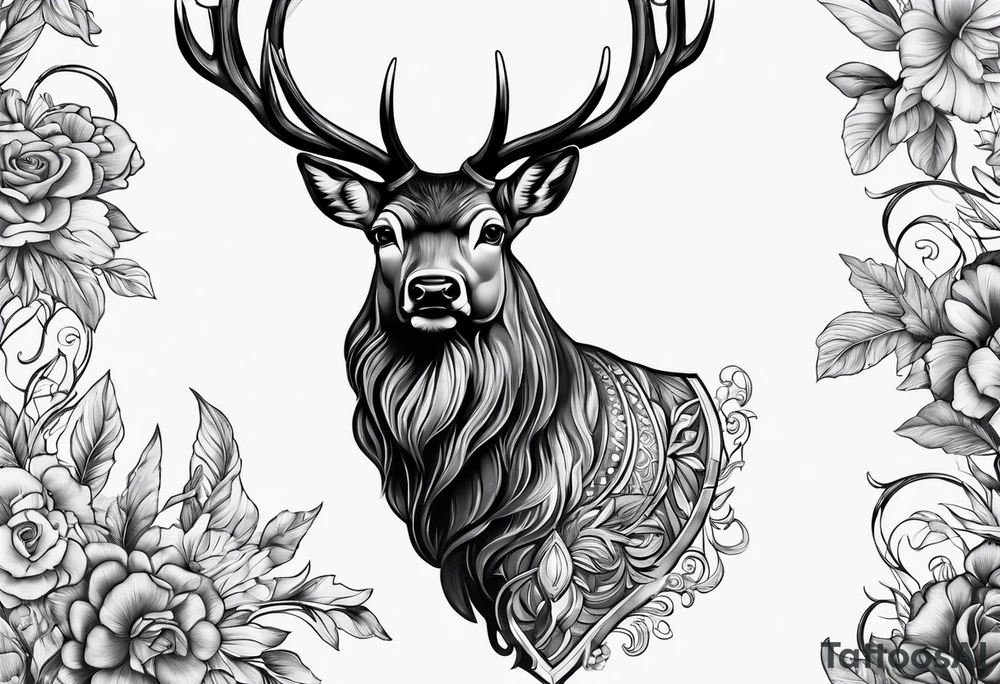 Western stag tattoo idea