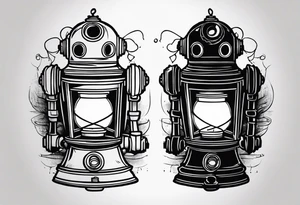 dark robot creepypasta, holding a lantern tattoo idea