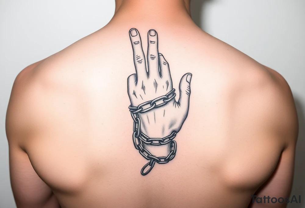 Chains wrapped around thumb and pointer finger tattoo idea