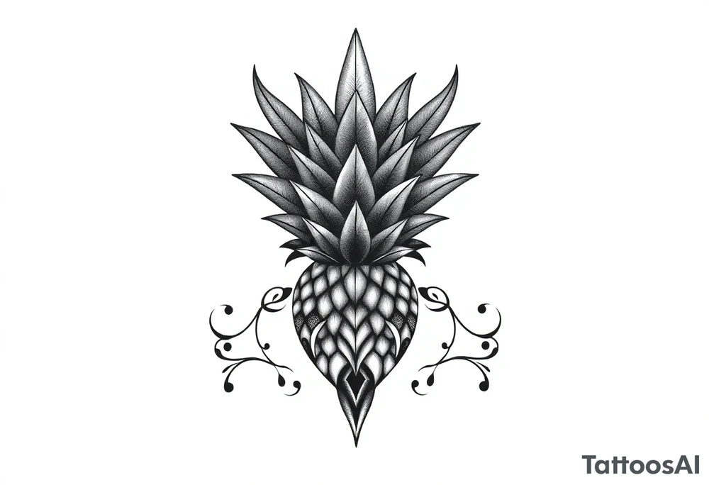 Bushy crown pineapple vagina, design to go over vagina , erotic vagina area design, anus to be at the bottom tattoo idea