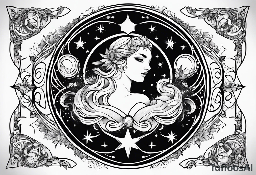 Dainty constellation aries line work tattoo idea