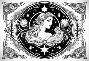 Dainty constellation aries line work tattoo idea