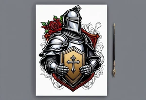a knight holding the bible as a shield tattoo idea