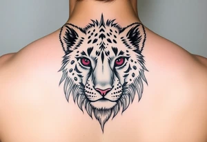 Female lion baby with ruby eyes tattoo idea