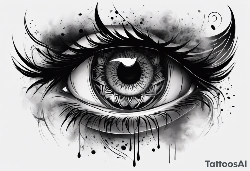 smoke fire eye tattoo idea
