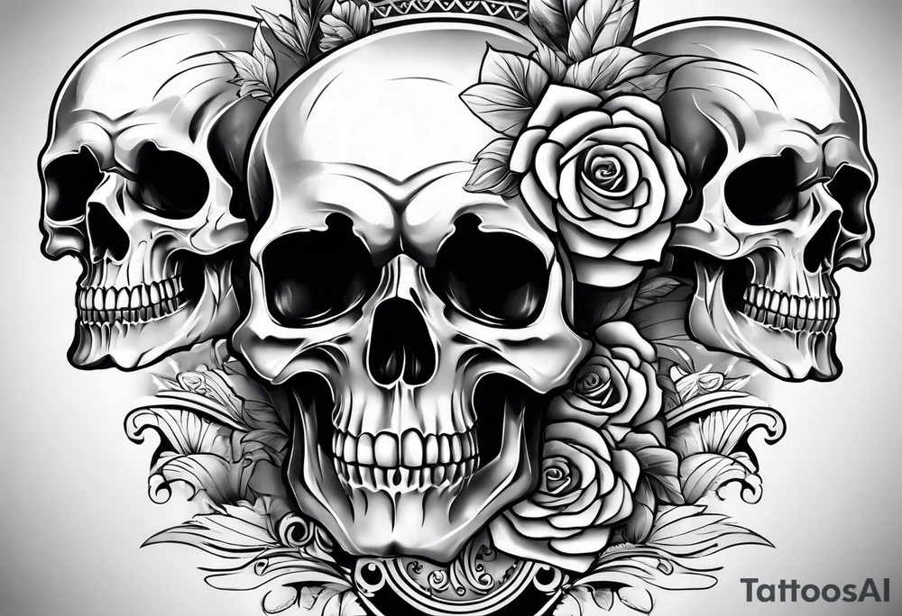 three skulls placed vertically tattoo idea