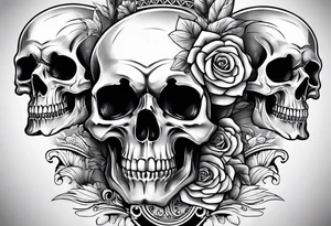 three skulls placed vertically tattoo idea